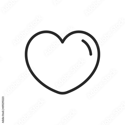 Cute Puff Heart Icon - Chubby and Soft Love Linear Vector Pictogram. Valentine's Design, Cozy and Cuddly Affection Illustration.