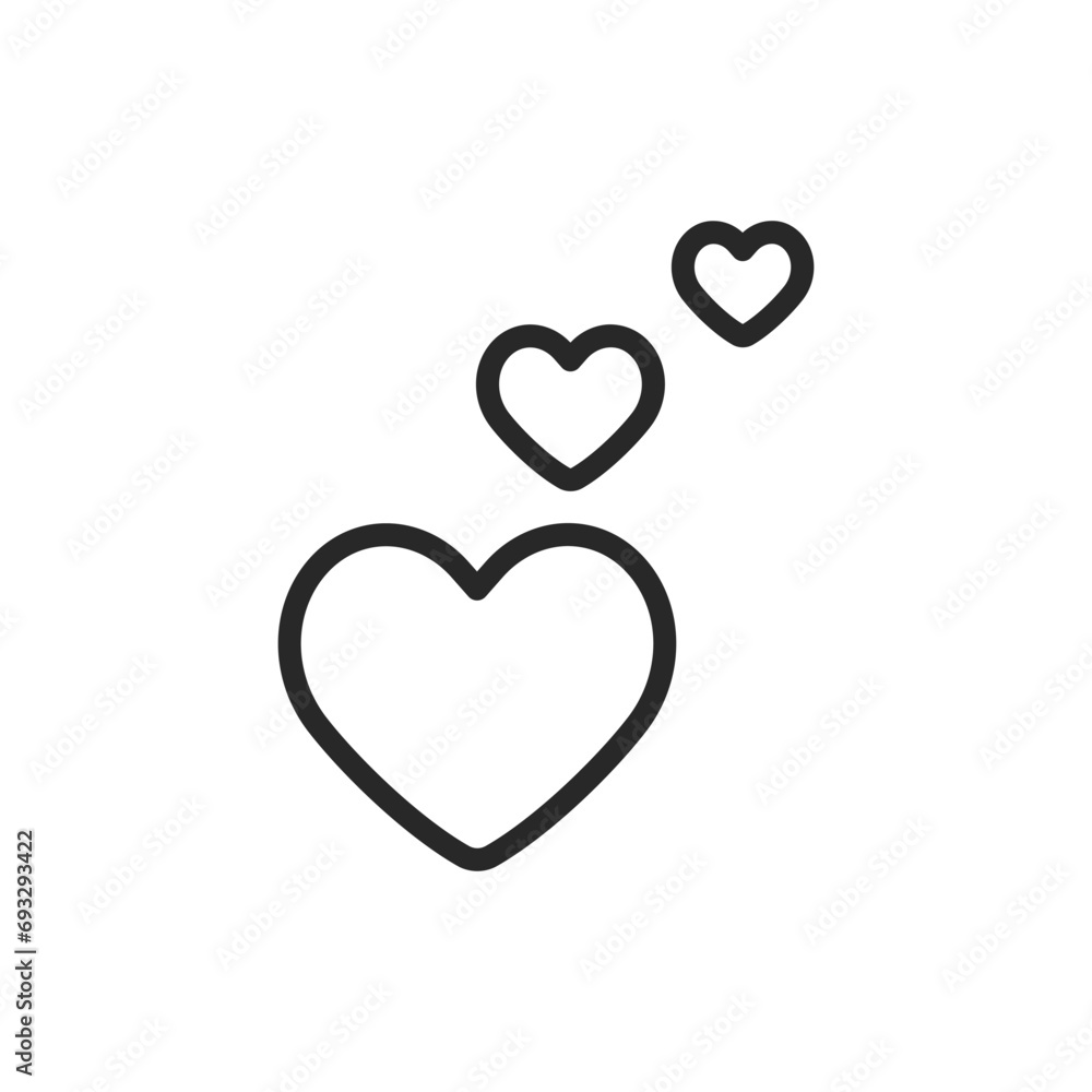 Three Hearts Icon - Linear Vector Pictogram for Love, Romance, and Valentine's Day. Elegant Symbol of Affection and Relationship Three Hearts Icon - Linear Vector Pictogram for Love, Romance, and Valentine's Day. Elegant Symbol of Affection and Relationship