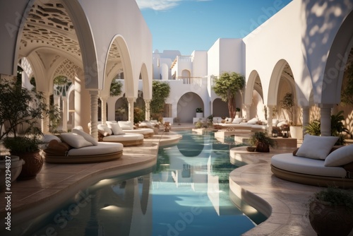 Fototapeta Naklejka Na Ścianę i Meble -  Modern Luxury resort. Generative AI.