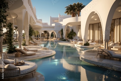 Modern Luxury resort. Generative AI. © visoot