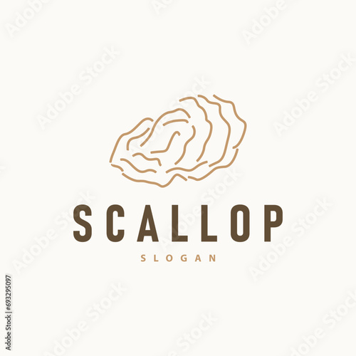 Seashell Logo, Inspirational Scallop Design With Pearl, Ocean Animals, Vector Jewelry Luxury Shell Beauty And Cosmetic