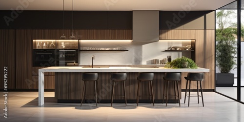 Sleek contemporary kitchen with minimalist style photo