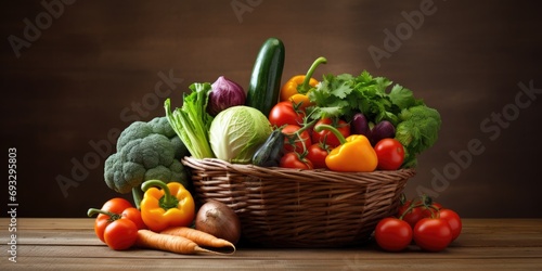 Fresh vegetable basket on table