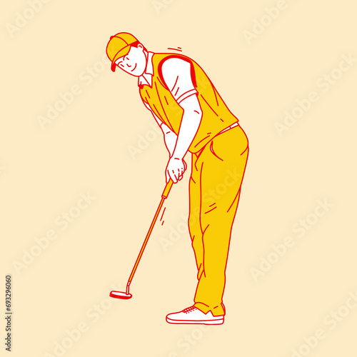 Simple cartoon illustration of a golf player 3