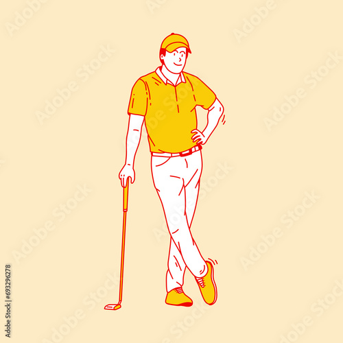Simple cartoon illustration of a golf player 5