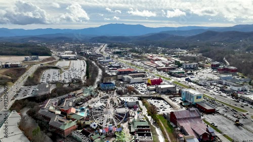 aerial high above pigeon forge tennessee photo
