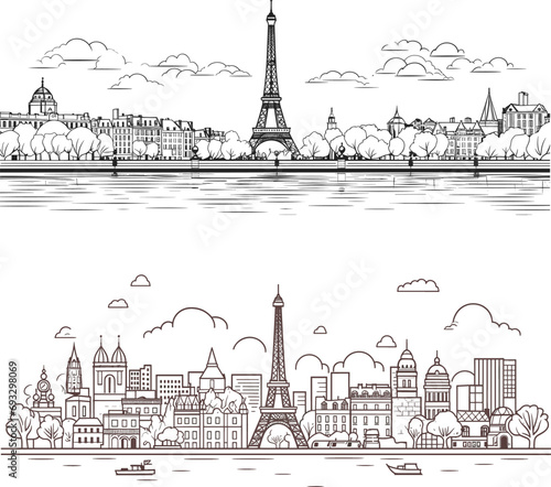 paris city line vector