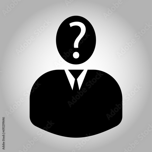 Hiring icon with question mark isolated on gray background.