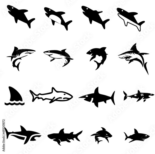 Whale shark icons set simple fish animal Vector Image