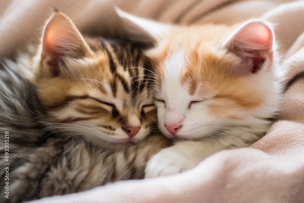 Kittens snuggling with a heart Kittens snuggling with a heart