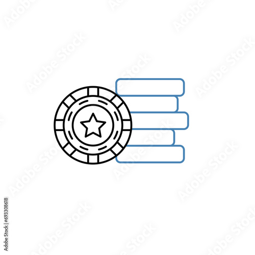 Poker chips concept line icon. Simple element illustration. Poker chips concept outline symbol design.