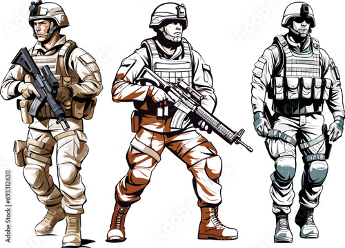 Military man vector, marines, NAVY, army soldier