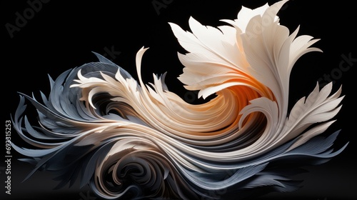Feathora - Conveying the Vibrant and Radiant Energy Reminiscent of an Aurora made of Plumes - generative ai photo