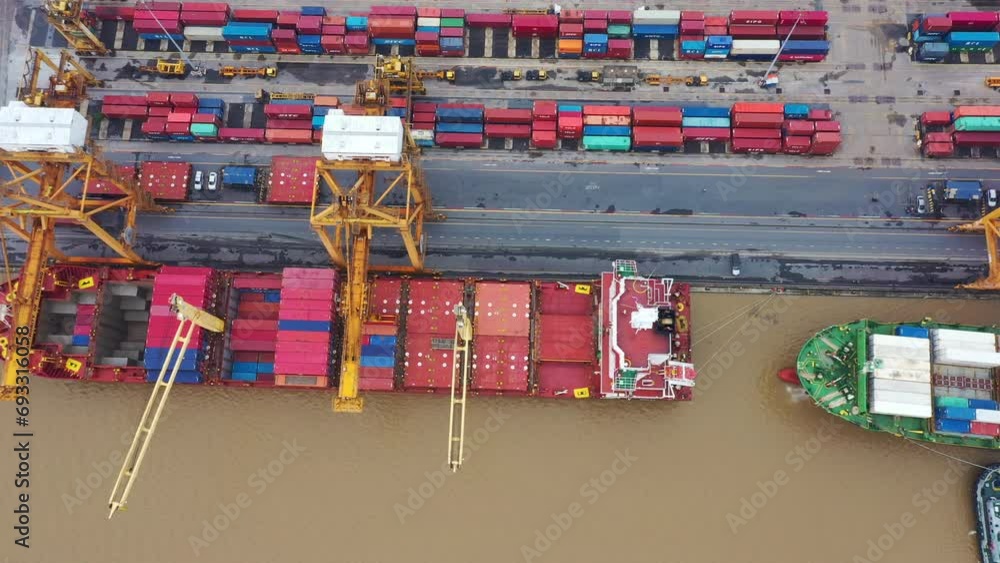 Bangkok Thailand, Shipping port, containers, cranes and transport