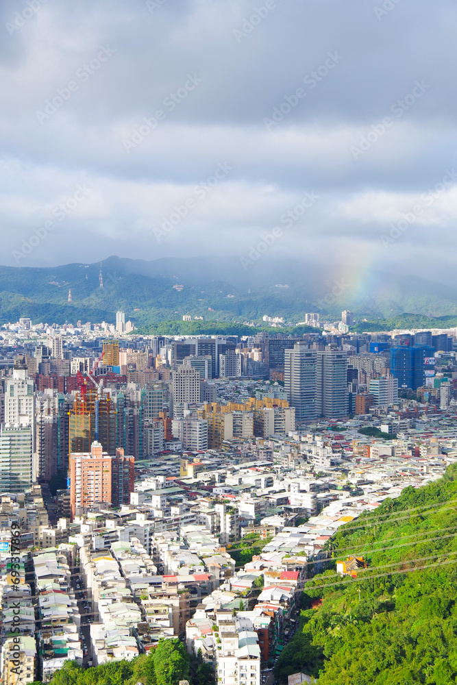 Scenery of Taipei with rainbow
