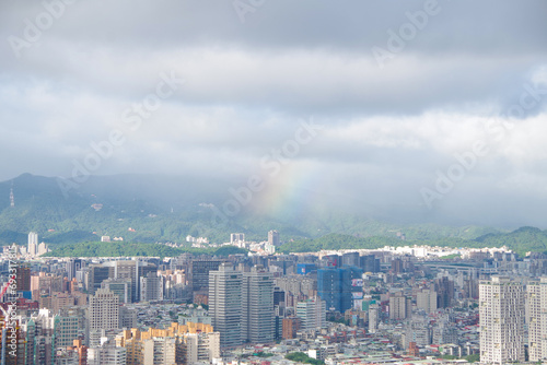 Scenery of Taipei with rainbow 