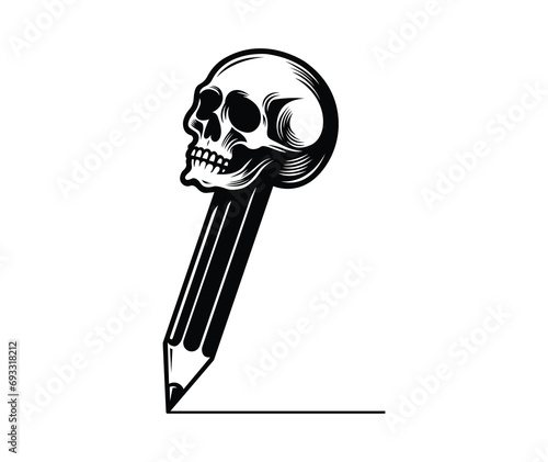 Skull Head Pencil Vector