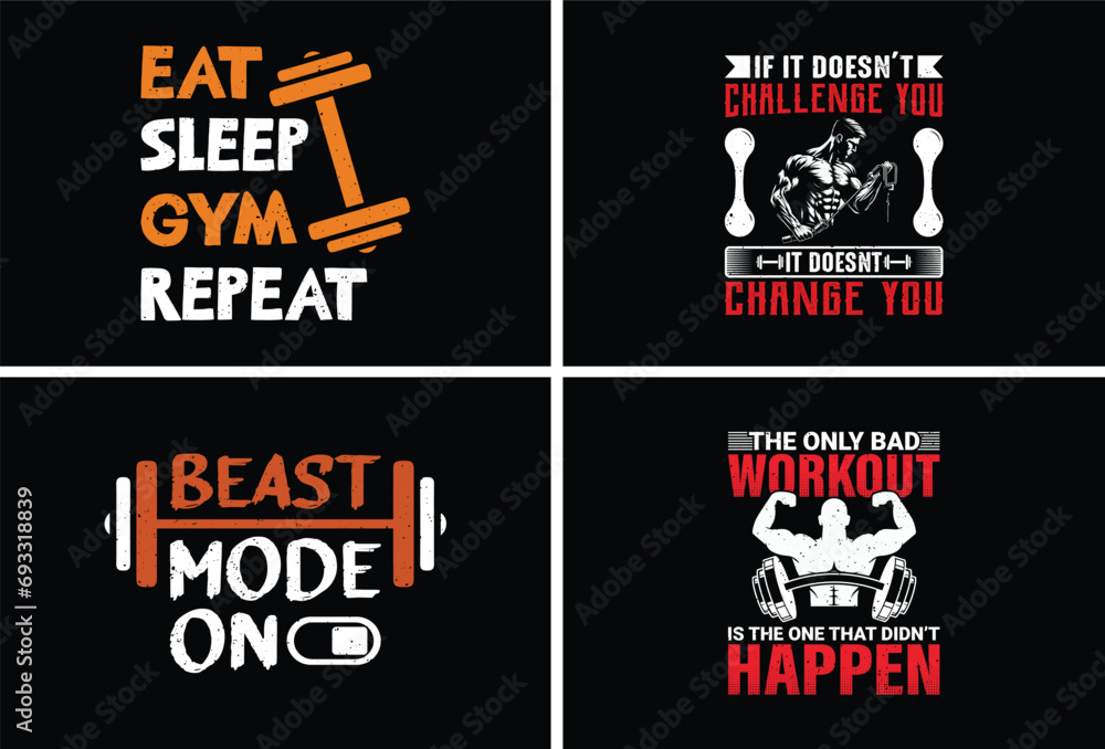 Naklejka premium Gym t-shirt design bundle fitness t-shirt