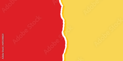 Red and yellow torn paper effect background banner or poster design vector illustration