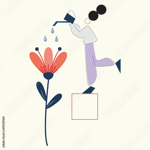 illustration of a person holding a flower.