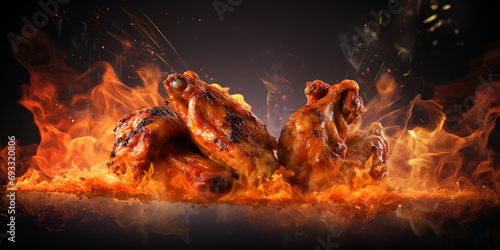 Whiffs of Flavor: Exploring the Culinary Journey of Grilled Chickens on a Barbecue With Billowing Smoke and fire