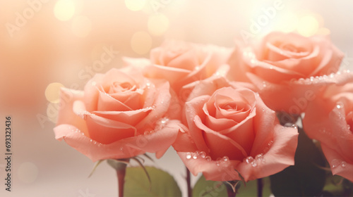 ピンクのバラ pink roses in bokeh photo