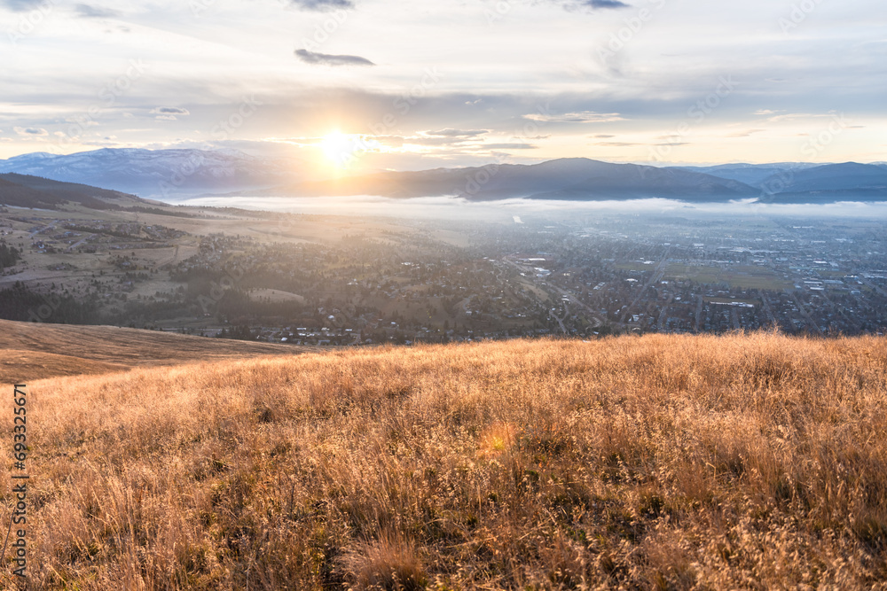 Mountain Town Sunset Above the Fog