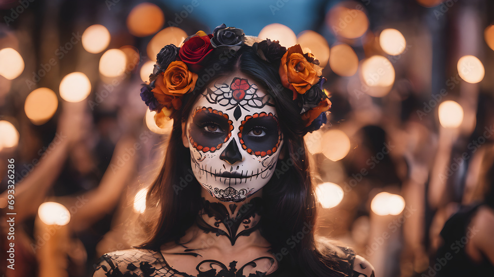 Day of the Dead Celebration: A woman Depicting Mexican Culture ...