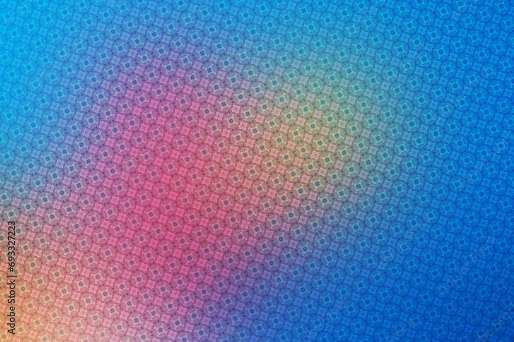 Abstract background of blue and pink hexagons on a blue background
