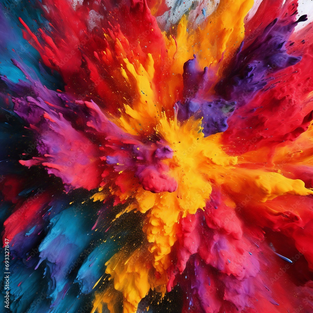Abstract background of colored paint splashes in the shape of a star