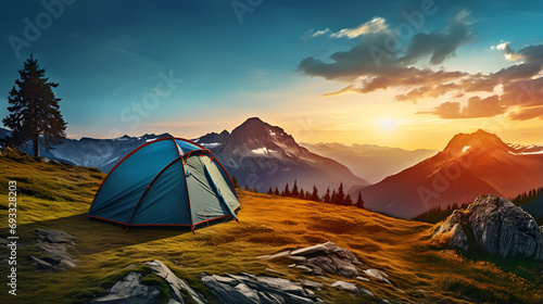 Embracing the Majestic Beauty: A Transformative Journey into the Heart of Mountain Camping Bliss, Crafting Unforgettable Memories in the Enchanting Mountainscape photo