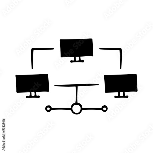 Computer network in hand-drawn style