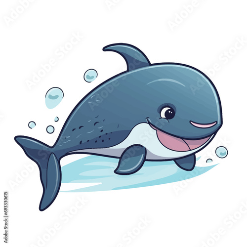 Cute cartoon whale. Vector illustration isolated on a white background.