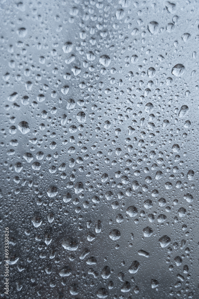 Water drops. Rain on the clear glass window. 