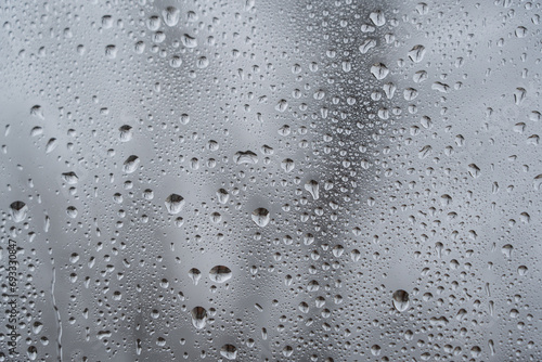 Water drops. Rain on the clear glass window. 