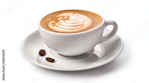 A cup of coffee with a beautiful swirl on top, inviting you to savor its rich aroma and taste.