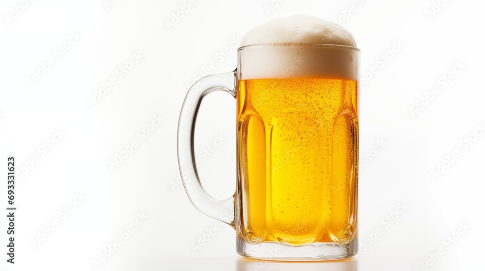 A glass of beer on a white background. A glass of beer on a white background.