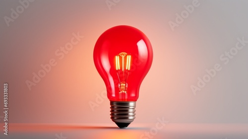 red light bulb against a pristine white backdrop, showcasing its vibrant glow and intense color.