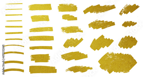 金色の筆の線のセット、ゴールドのストロークセット、金箔、金線、ゴールドライン