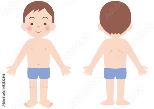 下着姿の男の子　前と後ろ