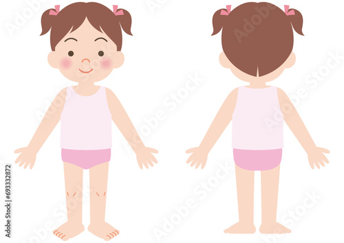 下着姿の女の子　前と後ろ