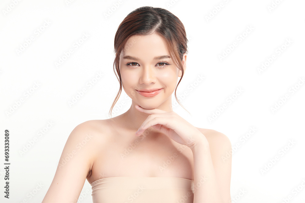 Beautiful young asian woman with clean fresh skin on white background, Face care, Facial treatment, Cosmetology, beauty and spa, Asian women portrait. Beautiful young asian woman with clean fresh skin on white background, Face care, Facial treatment, Cosmetology, beauty and spa, Asian women portrait.