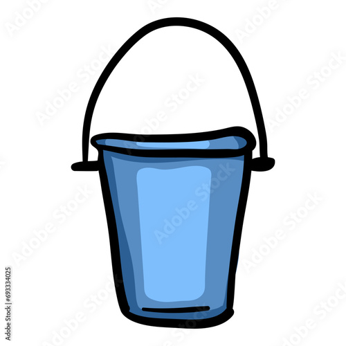 Bucket Doodle Icon. Single Cartoon Color Illustration