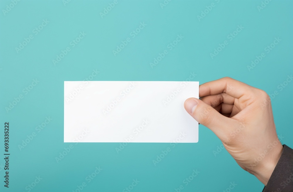 hand holding blank business card hand holding blank business card
