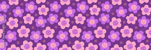 gradient purple background Expressive flower pattern for cute fabric pattern gift wrapping paper, etc.
