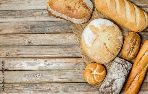 Fresh and delicious bread for eating, different breads for making toast and eating, bread made from wheat and flour, gluten, gluten-free bread, fresh bread baguette