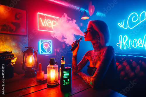 Neon Vape Lounge: Trendy Vibes and Body Art