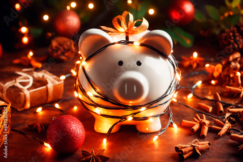 Festive piggy bank shaped as a pig