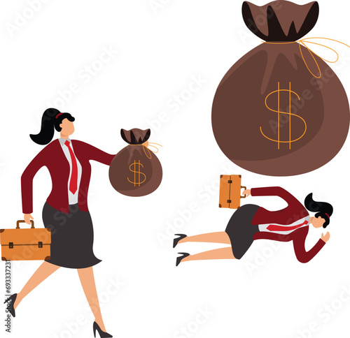 Businesswoman Crisis, Businesswoman under the money bag