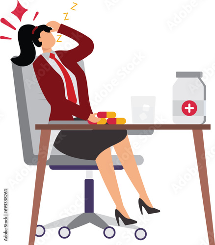 Businesswoman sleeping in a sleeping pill